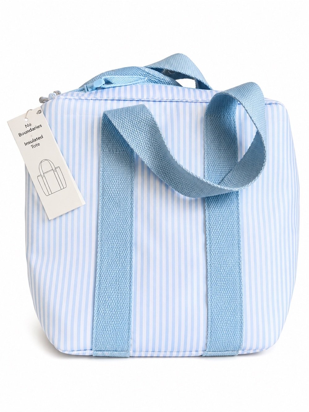 NWT No Boundaries Insulated Mini Tote Bag Sky Blue Stripe